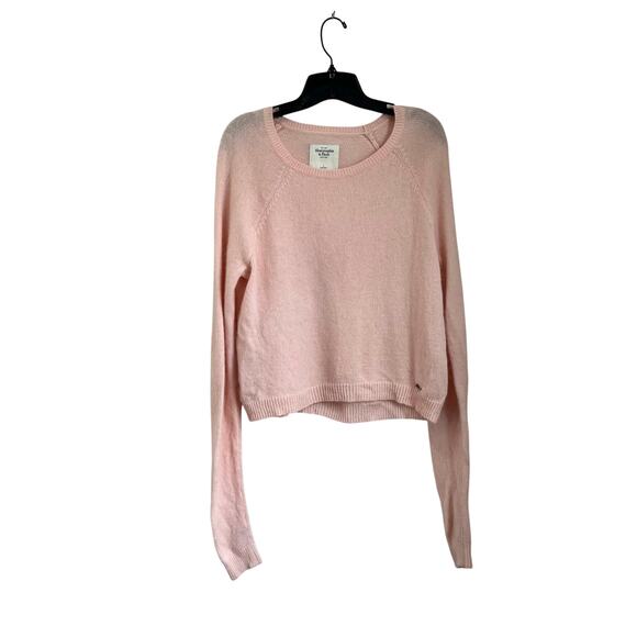 Abercrombie & Fitch Pale Princess Pink Rabbit Hair Blend Cropped Sweater Size L - Picture 1 of 5